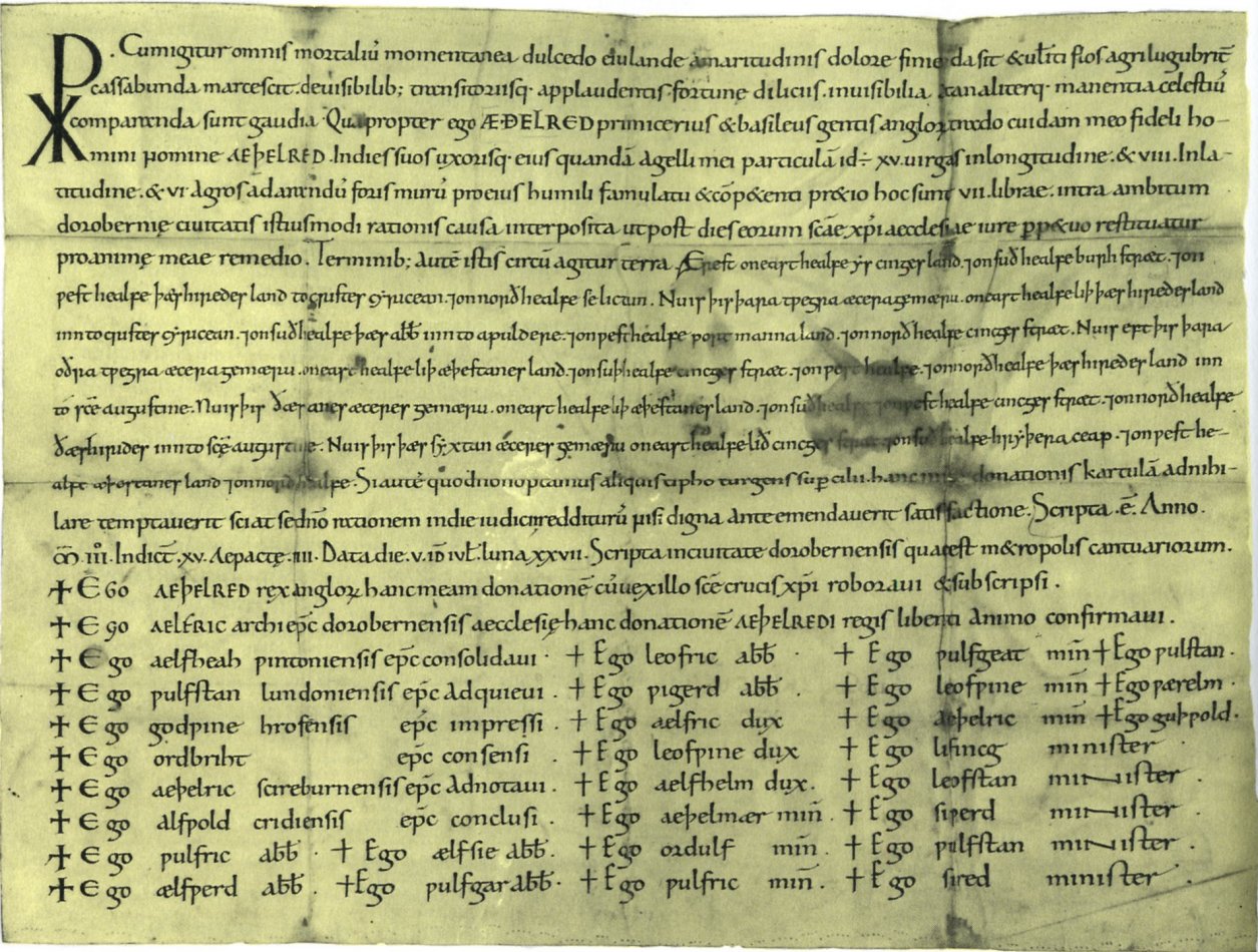 A royal charter of 1003 — parchment and court hand (BL Stowe)